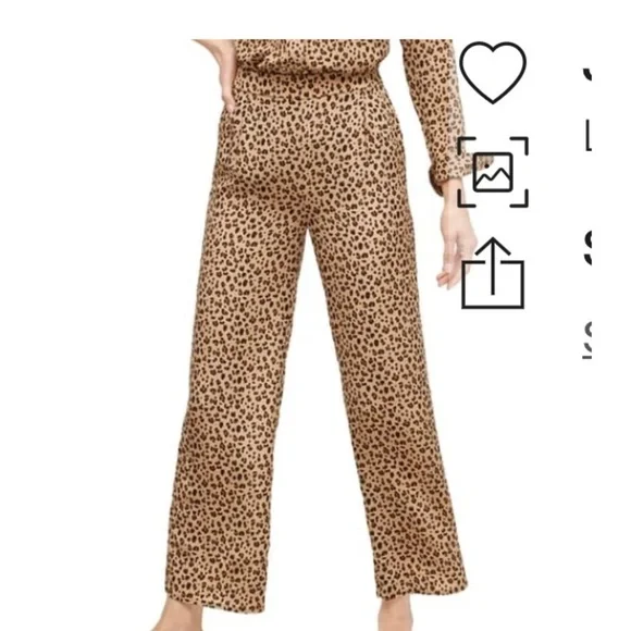 2/25 J Crew Leopard Pant Trousers Silk Work Office Pullon Style Animal print - Picture 1 of 4
